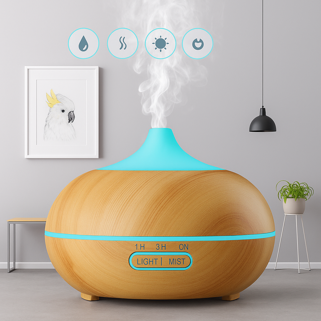 Mistyrious Natural Oak Essential Oil Humidifier – Ultrasonic Aromatherapy & Easy Operation