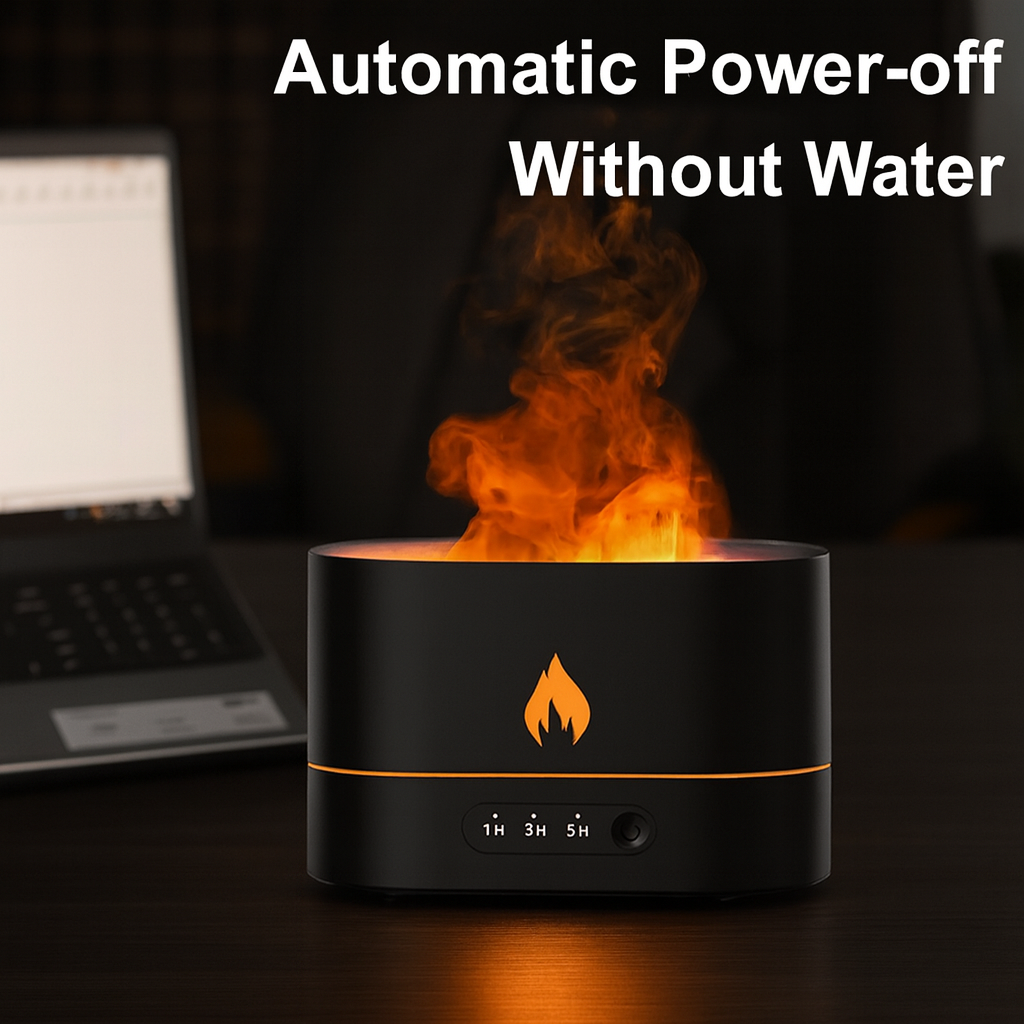 FlameAura Essential Oil Diffuser with Realistic Flame Effect + Timer