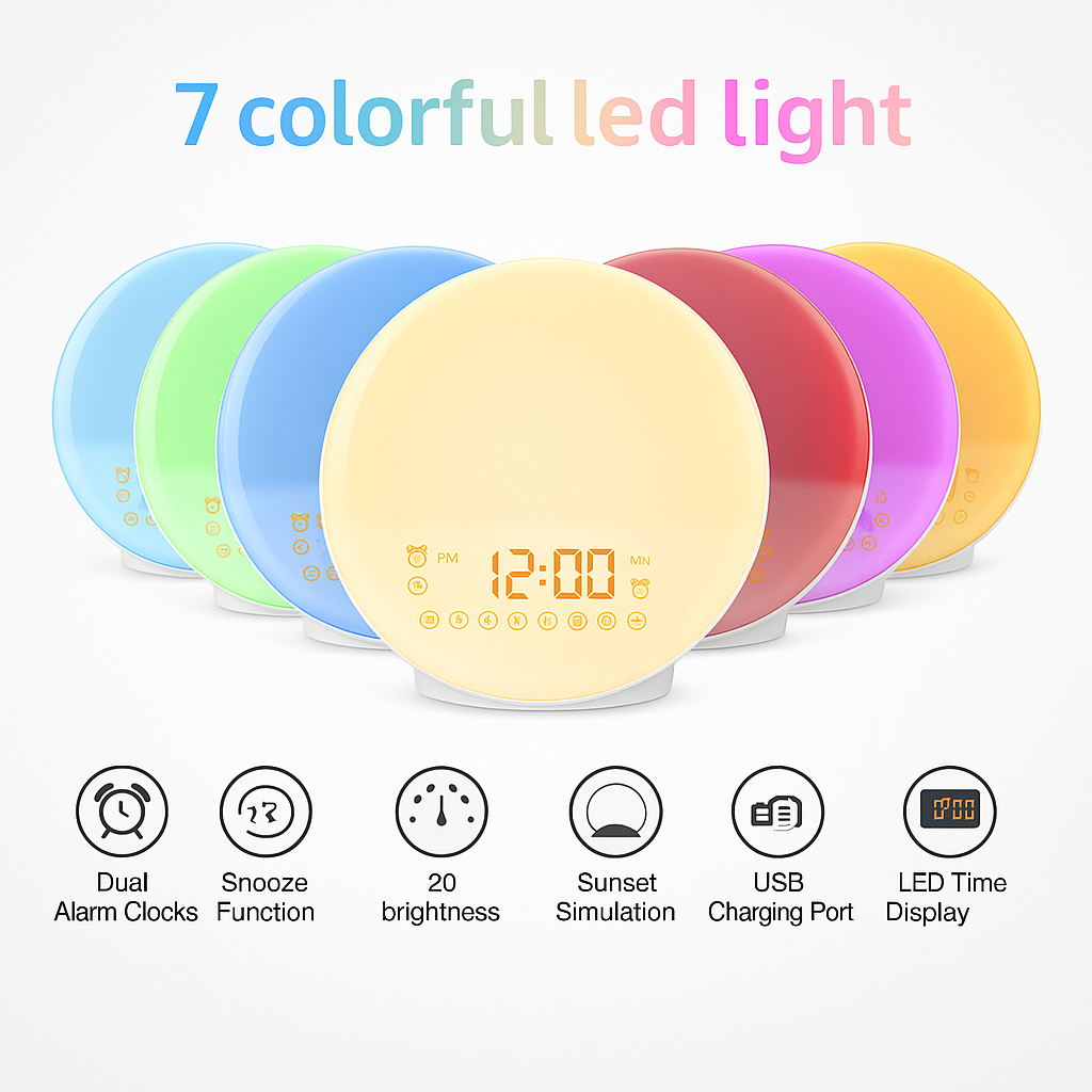 DreamAura™ Nature Sound Sleep Clock + Sunrise Light Alarm