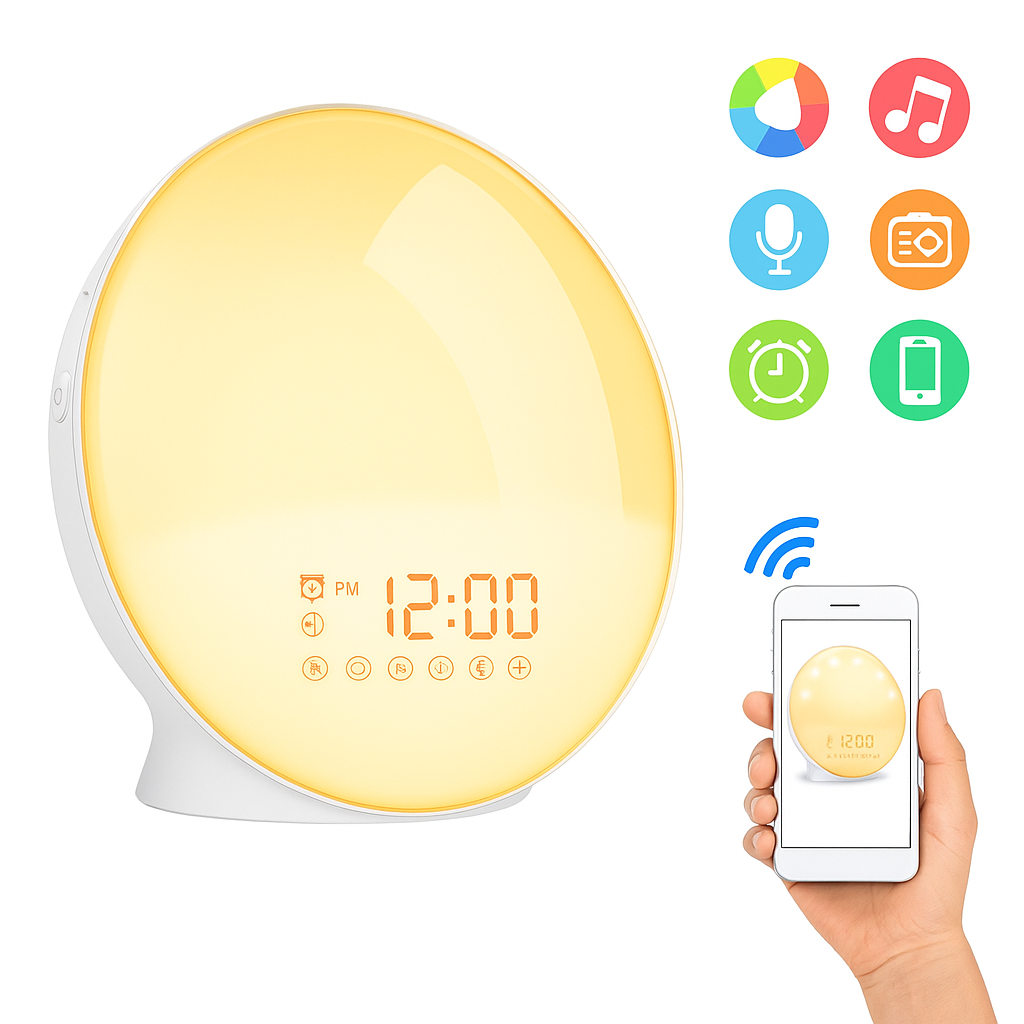 DreamAura™ Nature Sound Sleep Clock + Sunrise Light Alarm